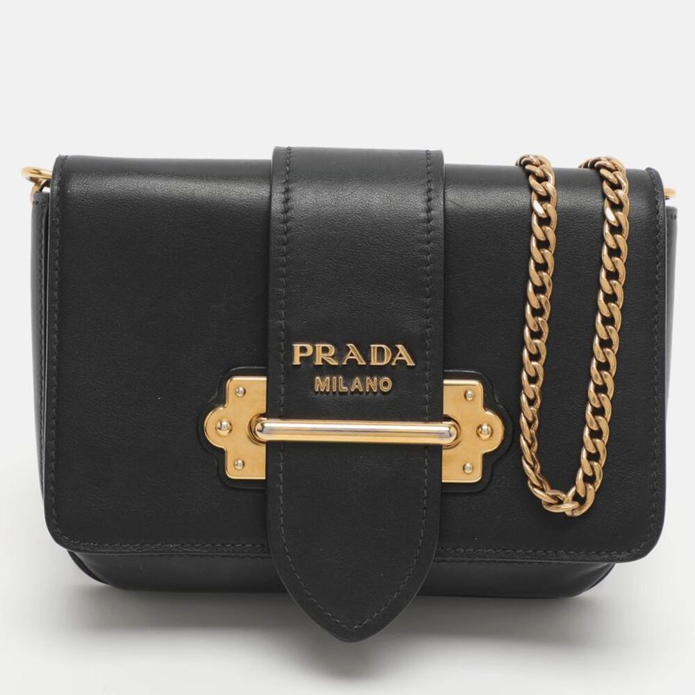 Prada Cahier Black Leather Belt Bag